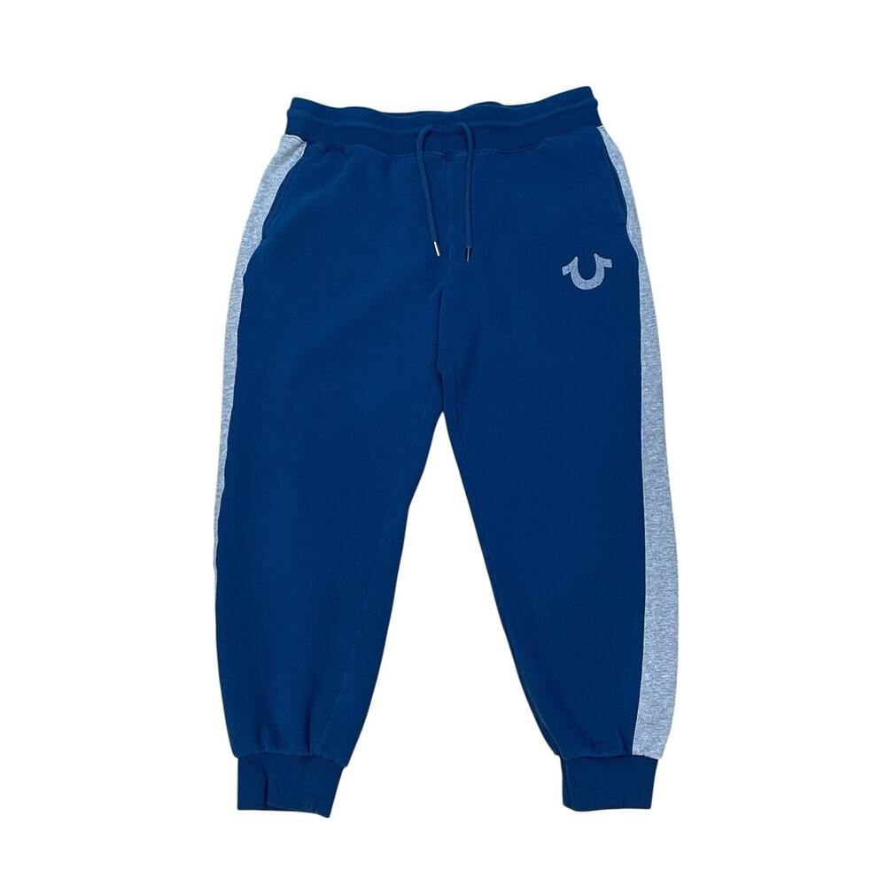 True Religion Men’s Jogger Sweatpants Blue/Gray Athletic Pants Size Large Y2k
